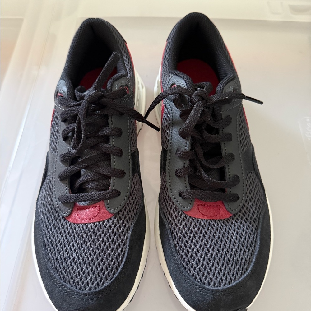 Nike Black and Red Sneakers with Breathable Mesh